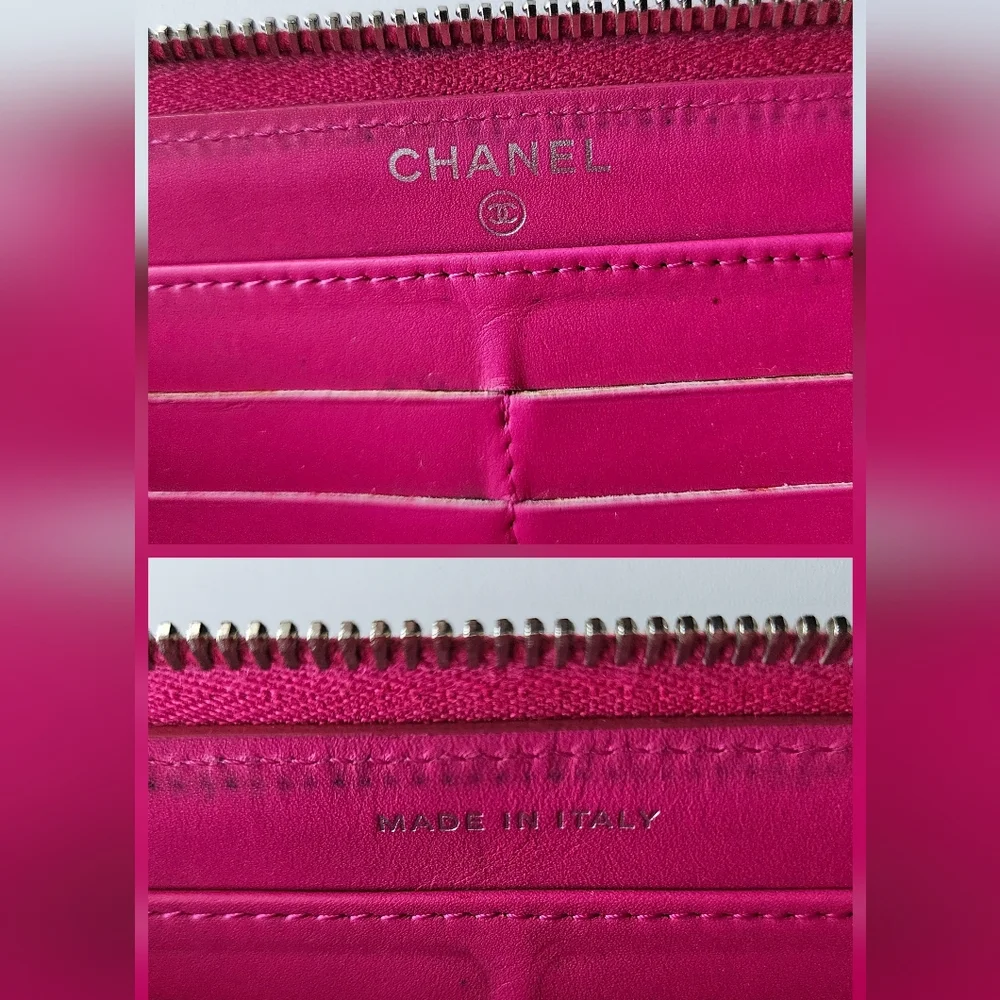 Chanel Black Caviar Quilted Zip Around Long Wallet